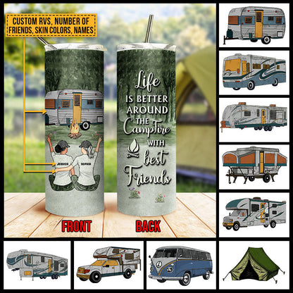 Camping Bestie Life Is Better Custom Skinny Tumbler