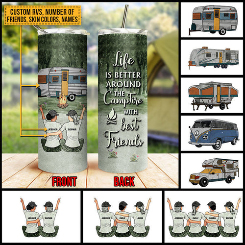 Camping Bestie Life Is Better Custom Skinny Tumbler