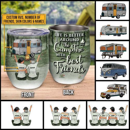 Camping Bestie Life Is Better Custom Wine Tumbler