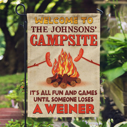 Camping Campsite Someone Loses A Weiner Custom Flag
