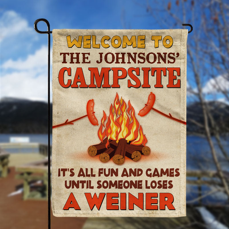 Camping Campsite Someone Loses A Weiner Custom Flag