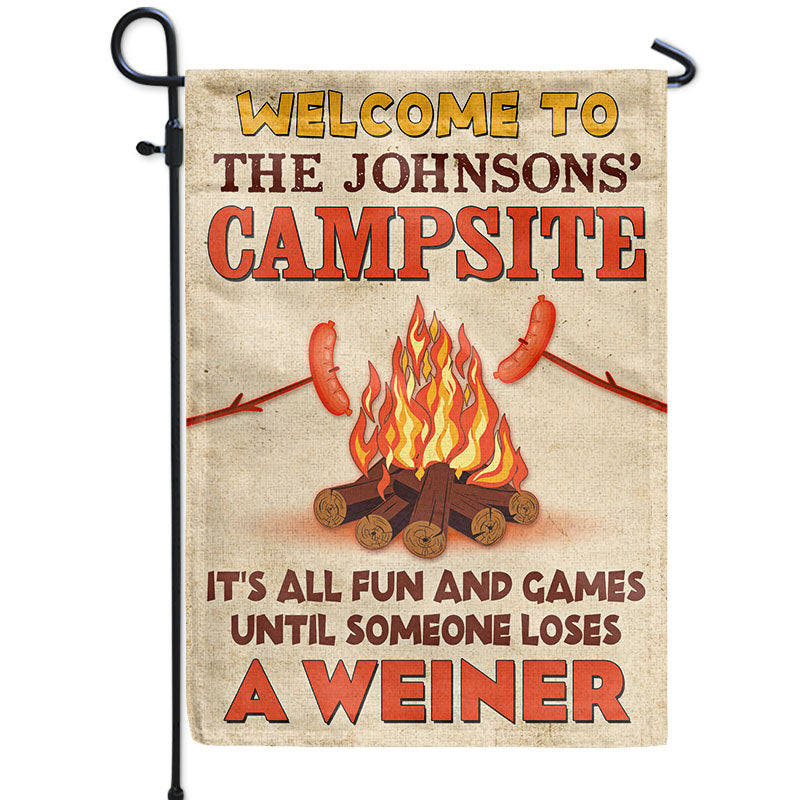 Camping Campsite Someone Loses A Weiner Custom Flag