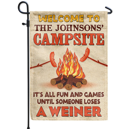 Camping Campsite Someone Loses A Weiner Custom Flag