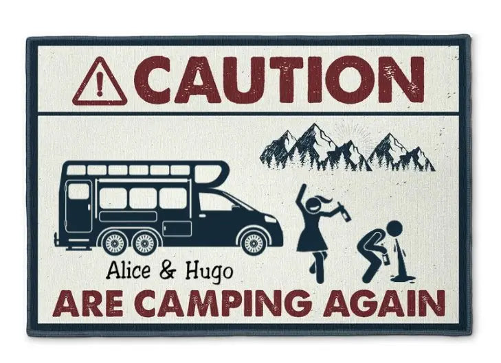 Camping - Caution We Are Camping Again - Personalized Doormat - The Next Custom Gift  Doormat