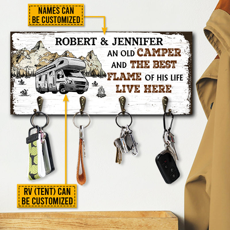 Camping Couple Camper And Best Flame Personalized Custom Wood Key Holder