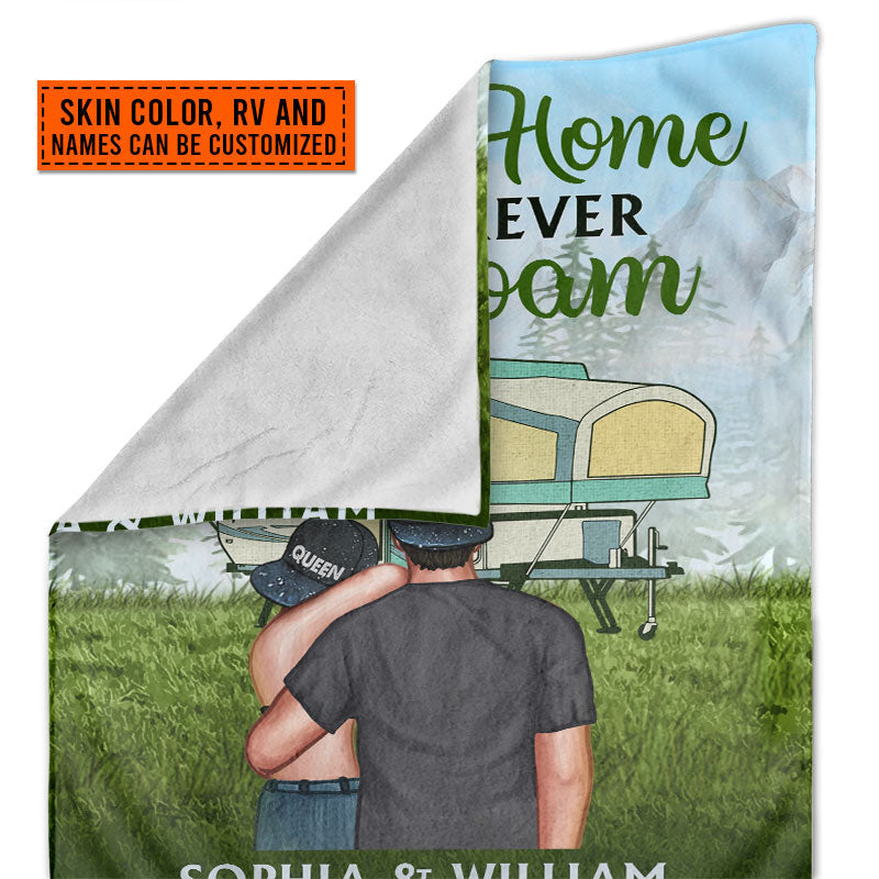 Camping Couple Campers Travelers Always At Home Custom Blanket