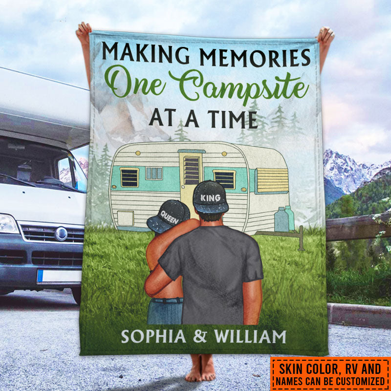 Camping Couple Campers Travelers Making Memories Custom Blanket
