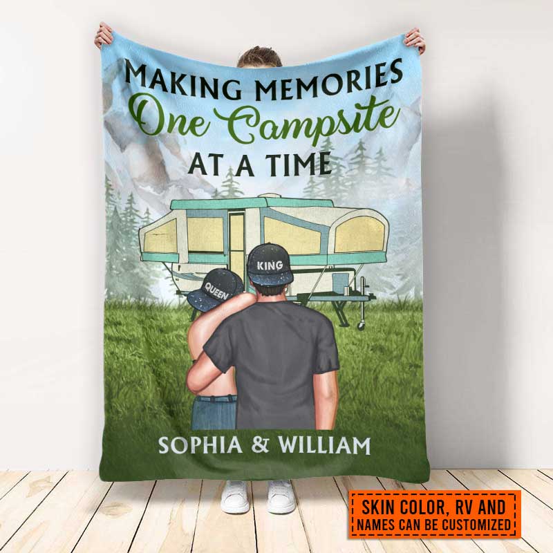 Camping Couple Campers Travelers Making Memories Custom Blanket