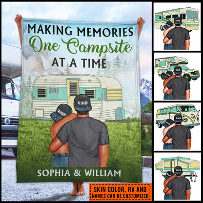 Camping Couple Campers Travelers Making Memories Custom Blanket