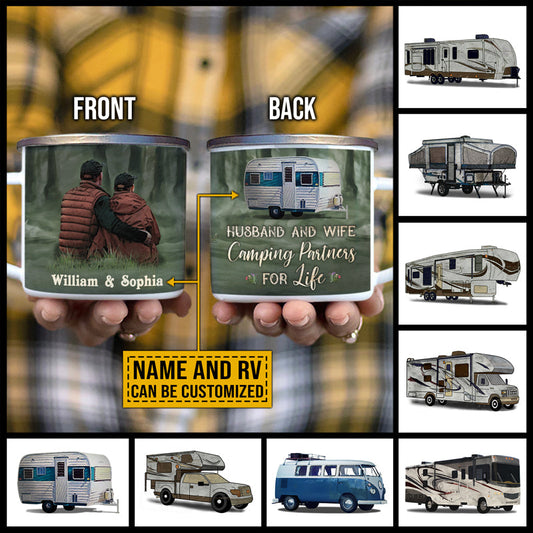 Camping Couple Camping Partners For Life Custom Campfire Mug
