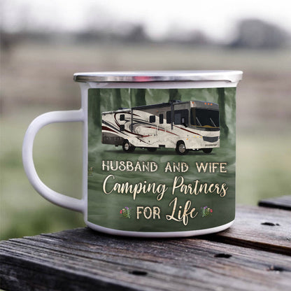 Camping Couple Camping Partners For Life Custom Campfire Mug