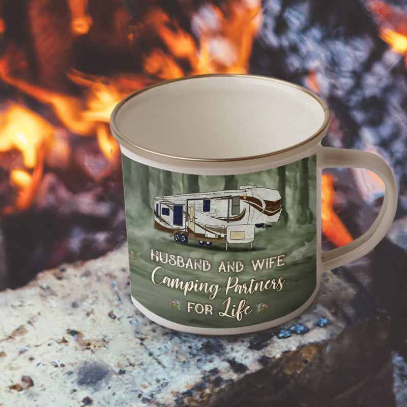 Camping Couple Camping Partners For Life Custom Campfire Mug