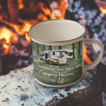 Camping Couple Camping Partners For Life Custom Campfire Mug