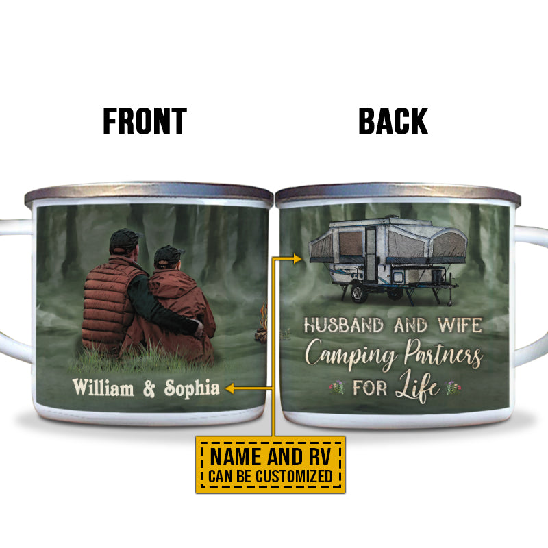 Camping Couple Camping Partners For Life Custom Campfire Mug