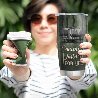 Camping Couple Camping Partners For Life Custom Tumbler