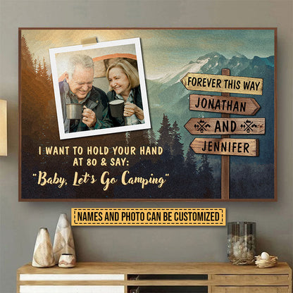 Custom Photo Camping Couple Hold Your Hand Custom Poster, Gifts For Wedding, Anniversary, Birthday