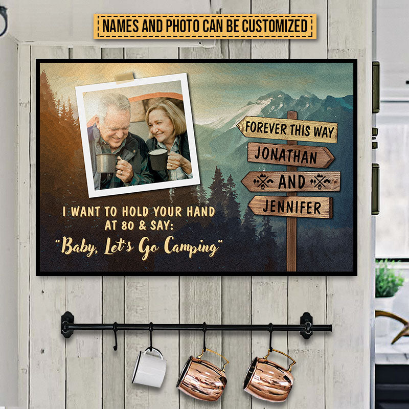 Custom Photo Camping Couple Hold Your Hand Custom Poster, Gifts For Wedding, Anniversary, Birthday