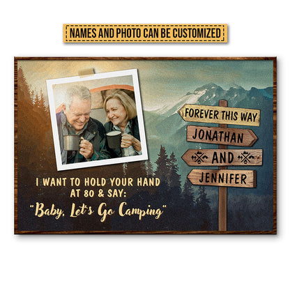 Custom Photo Camping Couple Hold Your Hand Custom Poster, Gifts For Wedding, Anniversary, Birthday