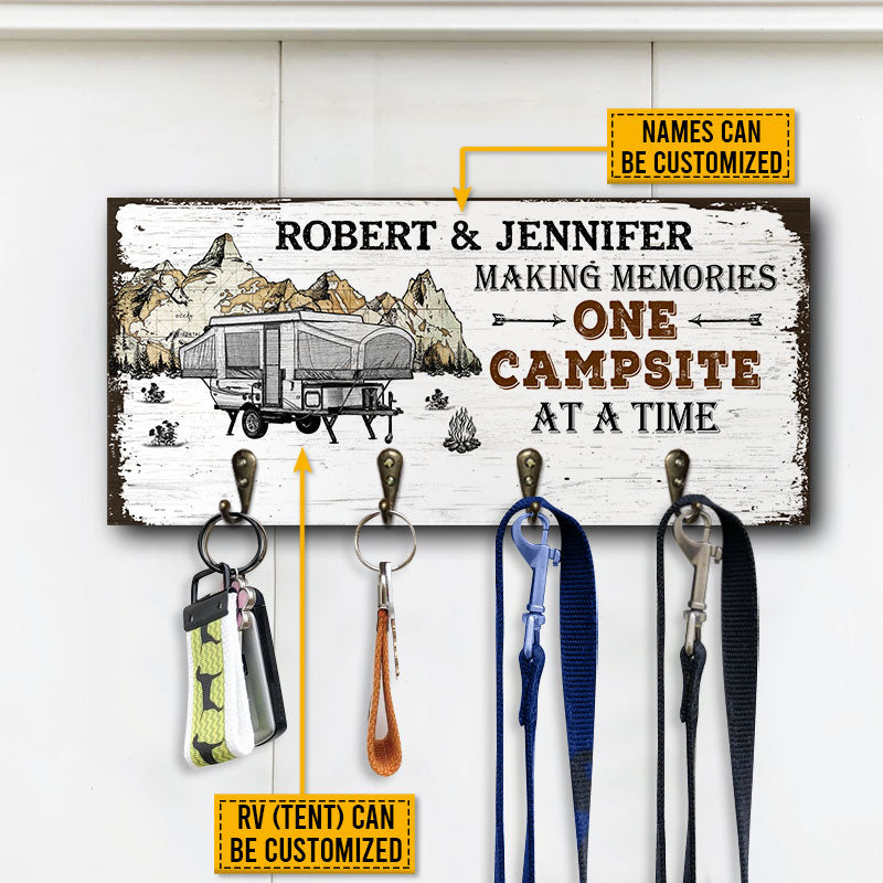 Camping Couple Making Memories Personalized Custom Wood Key Holder