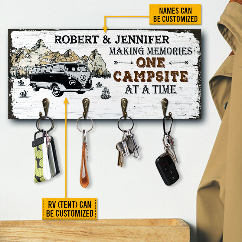 Camping Couple Making Memories Personalized Custom Wood Key Holder