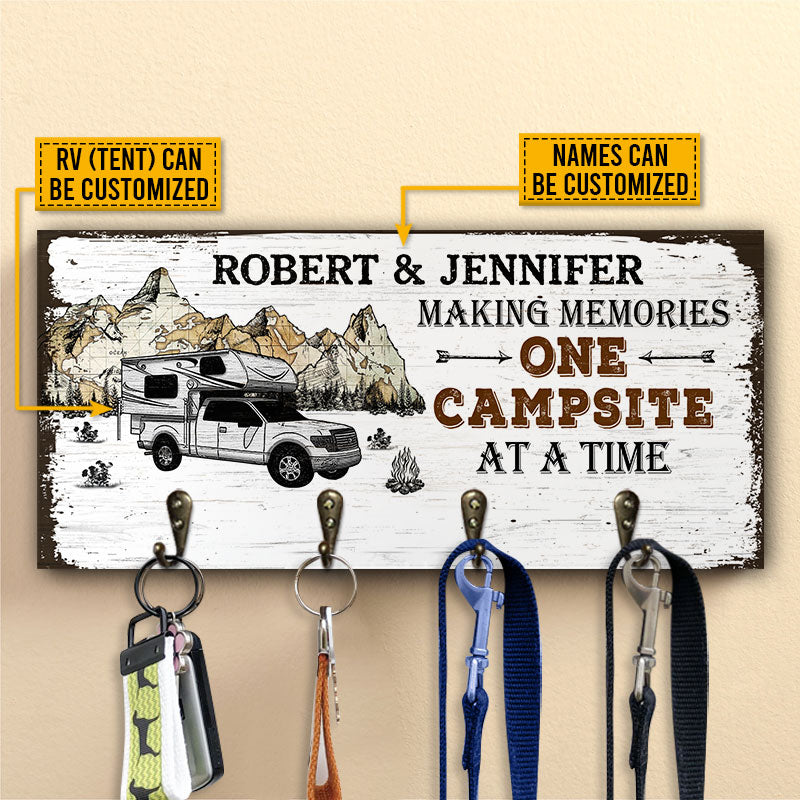 Camping Couple Making Memories Personalized Custom Wood Key Holder