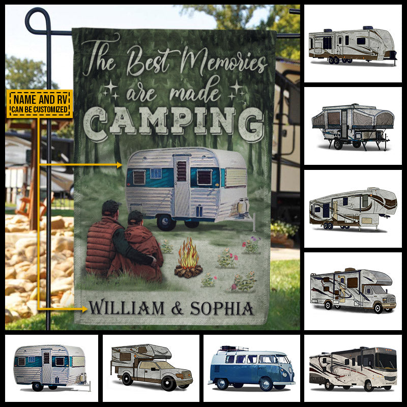 Camping Couple Memories Are Made Camping Custom Flag