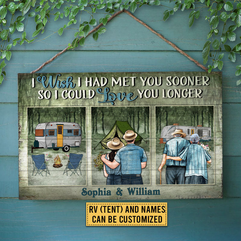 Camping Couple Met You Sooner Custom Wood Rectangle Sign