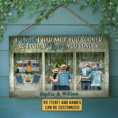 Camping Couple Met You Sooner Custom Wood Rectangle Sign