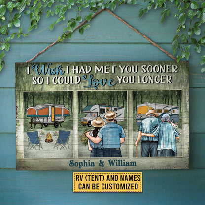 Camping Couple Met You Sooner Custom Wood Rectangle Sign