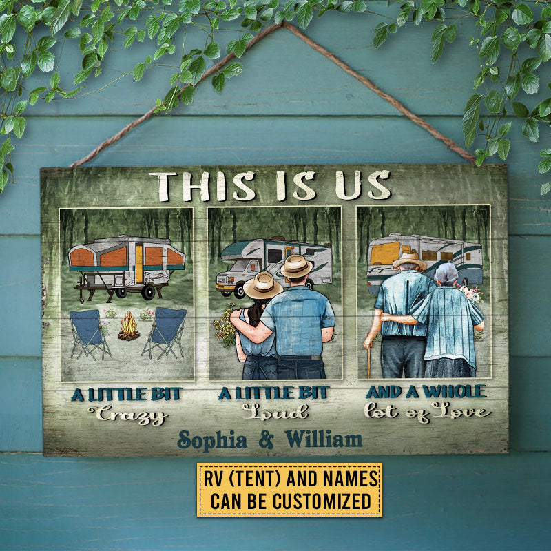Camping Couple This Is Us Custom Wood Rectangle Sign