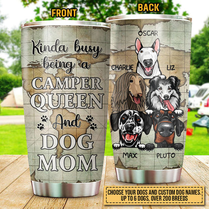 Camping Dog, Puppy, Pet, Camper, Kinda Busy Being Mom Custom Tumbler
