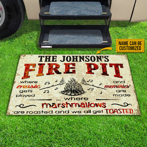Camping Fire Pit Get Toasted Custom Doormat, Campsite Decoration