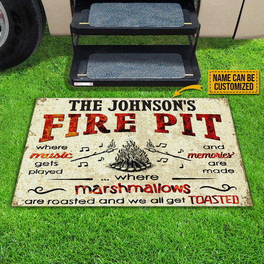 Camping Fire Pit Get Toasted Custom Doormat, Campsite Decoration