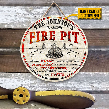 Camping Fire Pit Get Toasted Custom Wood Circle Sign, Outdoor Decorating Ideas
