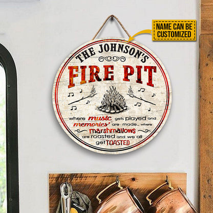 Camping Fire Pit Get Toasted Custom Wood Circle Sign, Outdoor Decorating Ideas