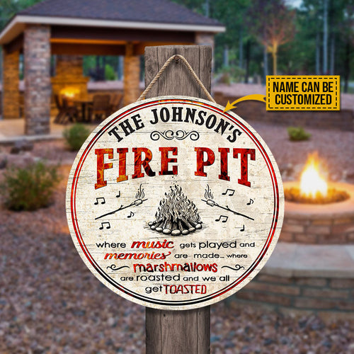 Camping Fire Pit Get Toasted Custom Wood Circle Sign, Outdoor Decorating Ideas