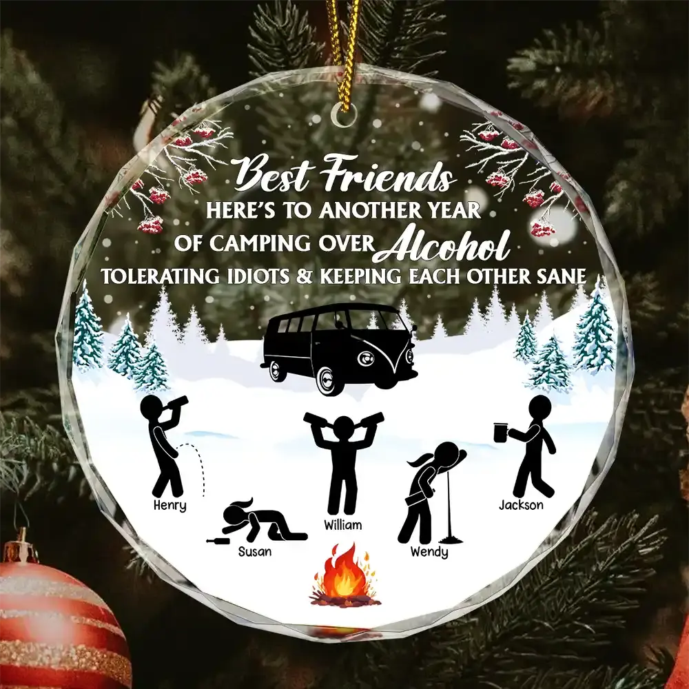 Camping Keep Each Other Sane Friends - Personalized Circle Ornament ornament The Next Custom Gift