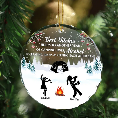 Camping Keep Each Other Sane Friends - Personalized Circle Ornament ornament The Next Custom Gift