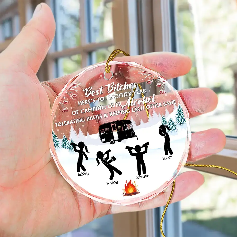 Camping Keep Each Other Sane Friends - Personalized Circle Ornament ornament The Next Custom Gift