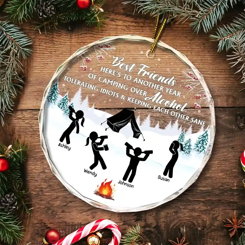 Camping Keep Each Other Sane Friends - Personalized Circle Ornament ornament The Next Custom Gift