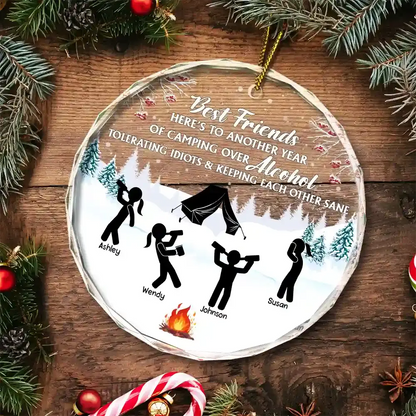 Camping Keep Each Other Sane Friends - Personalized Circle Ornament ornament The Next Custom Gift