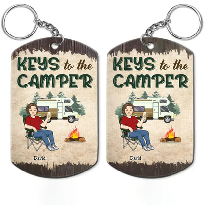 Camping - Keys To The Camper - Personalized Aluminum Keychain Keychain The Next Custom Gift