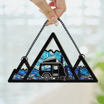 Camping Lovers - Mountain Camping - Personalized Window Hanging Suncatcher Ornament Hanging Suncatcher Ornament The Next Custom Gift