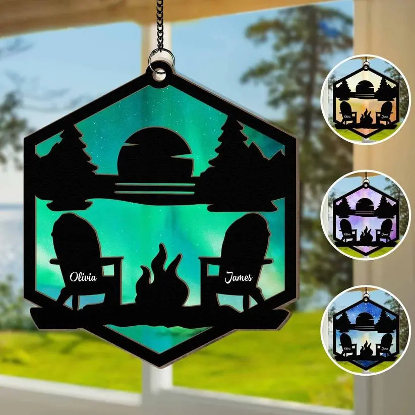 Camping Lovers - Mountain Camping - Personalized Window Hanging Suncatcher Ornament (TM) Hanging Suncatcher Ornament The Next Custom Gift