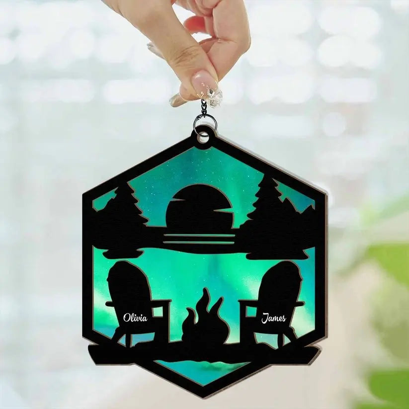 Camping Lovers - Mountain Camping - Personalized Window Hanging Suncatcher Ornament (TM) Hanging Suncatcher Ornament The Next Custom Gift