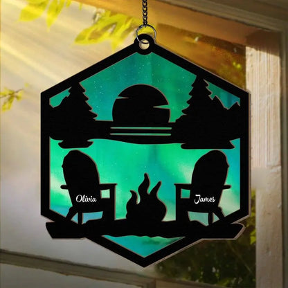 Camping Lovers - Mountain Camping - Personalized Window Hanging Suncatcher Ornament (TM) Hanging Suncatcher Ornament The Next Custom Gift