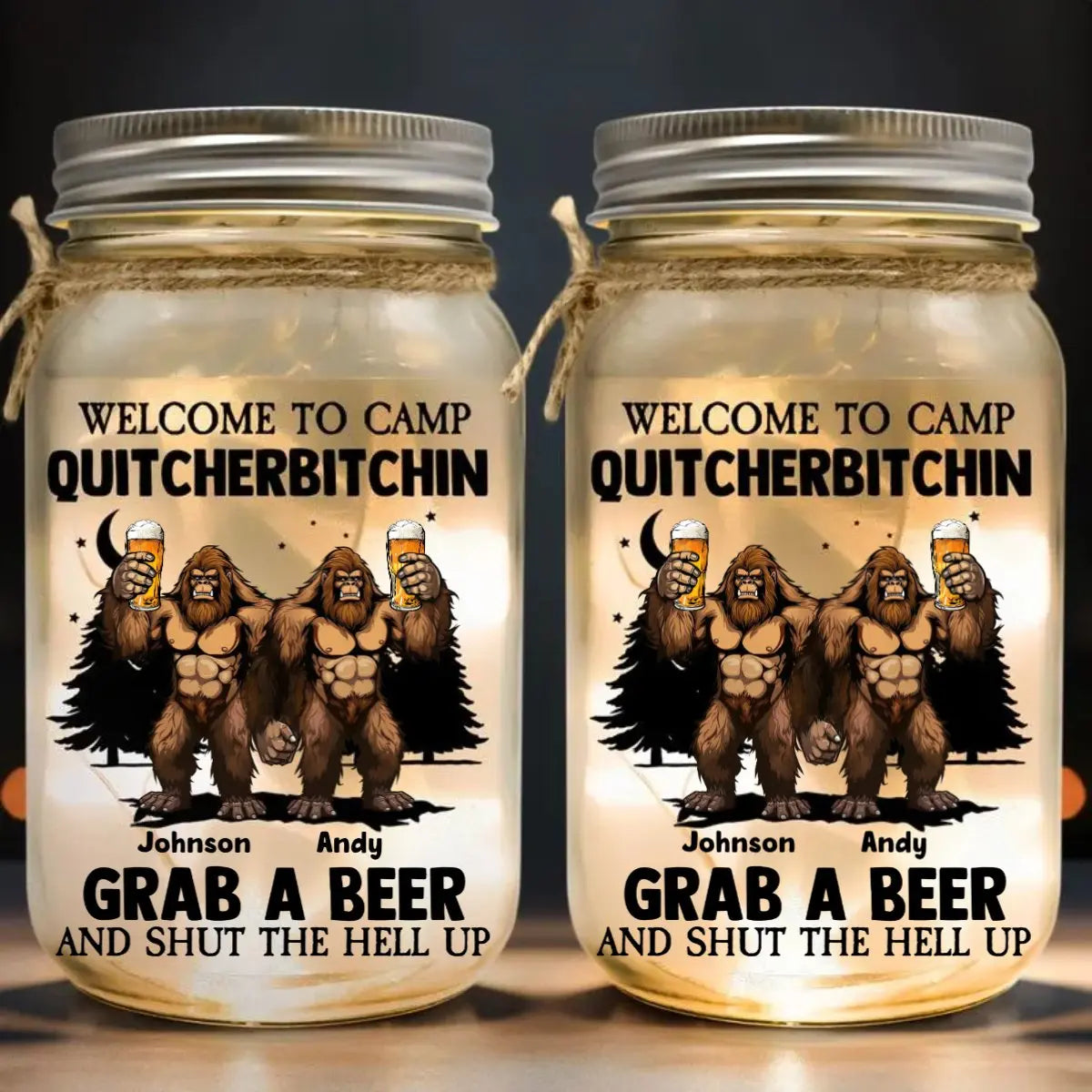 Camping Lovers - Welcome To Camp Quitcherbitchin- Personalized Mason Jar Light  The Next Custom Gift