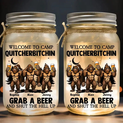 Camping Lovers - Welcome To Camp Quitcherbitchin- Personalized Mason Jar Light  The Next Custom Gift