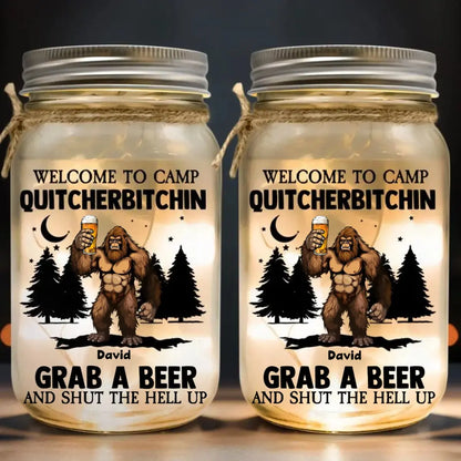 Camping Lovers - Welcome To Camp Quitcherbitchin- Personalized Mason Jar Light  The Next Custom Gift