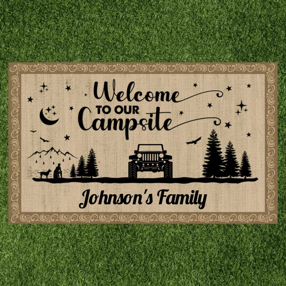 Camping Lovers - Welcome To Our Campsite - Personalized Patio Rug Patio Rug The Next Custom Gift